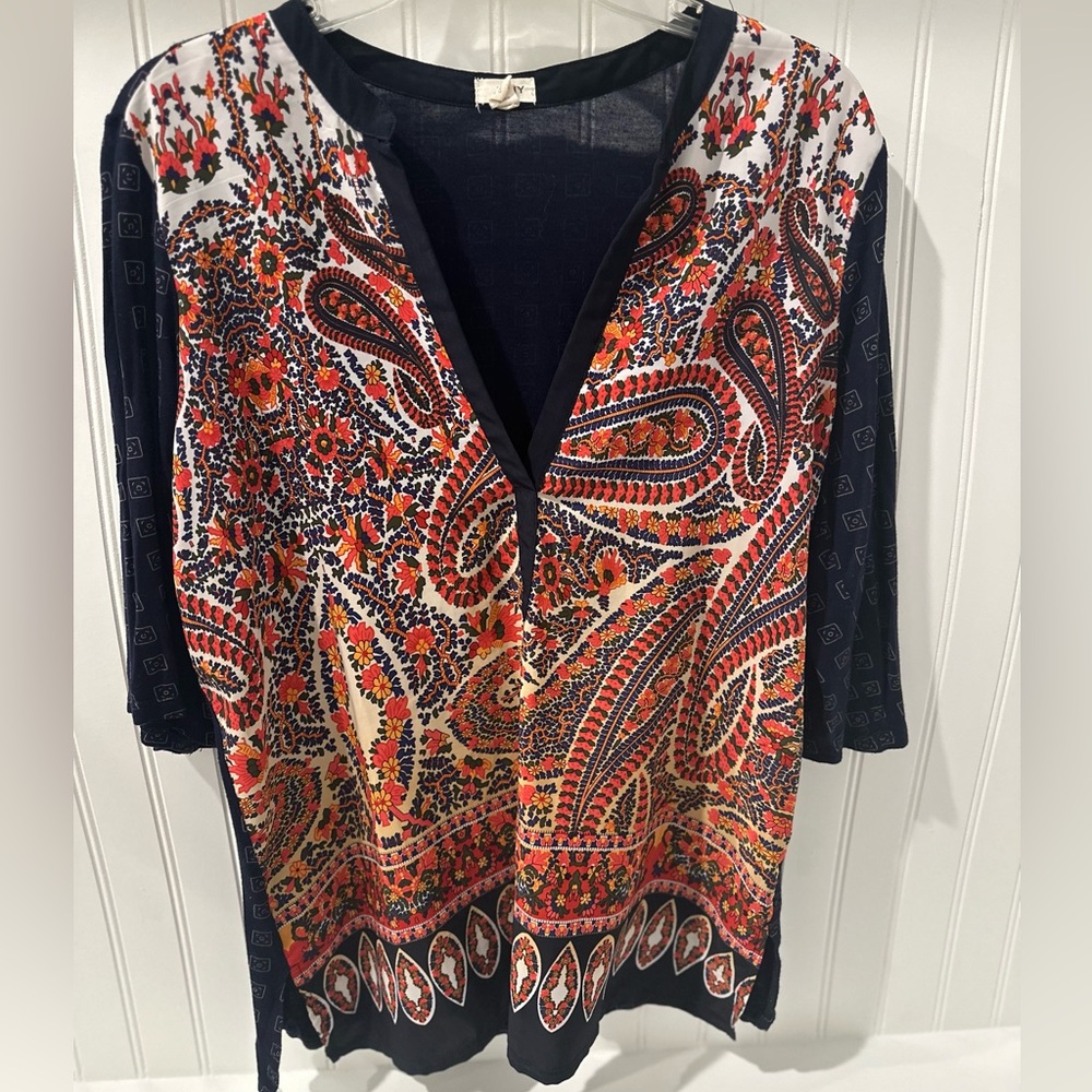 Paisley print v-neck blouse